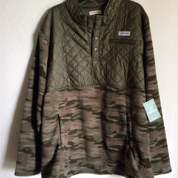 Magellan Sherpa Fleece Quilted Olive Camo Gorpcore Snap Closure Pullover 3XL - Picture 3 of 9